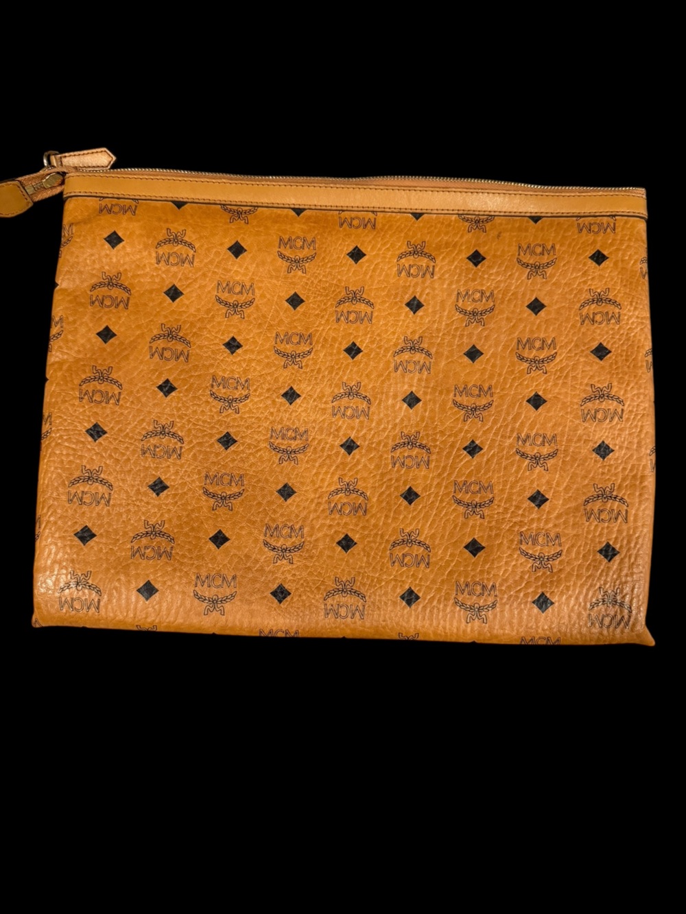 MCM Heritage Cognac Visetos Portfolio Document Case Zip Pouch - Picture 3 of 10